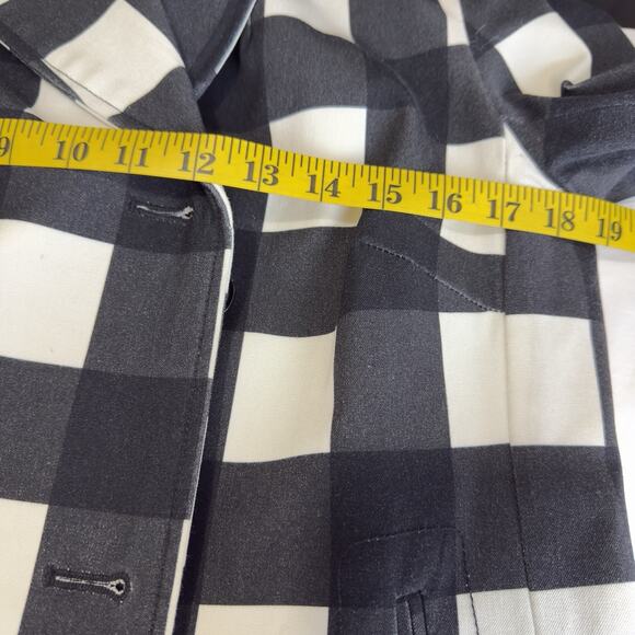 Banana Republic Women’s Plaid Black/White Double-Breasted Pea Coat Size S - Picture 15 of 16